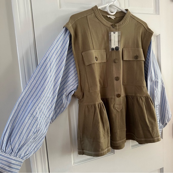 Pilcro Anthropologie Shirt Sleeve Knit Babydoll Shacket Moss Size XXS NWT - Picture 6 of 10